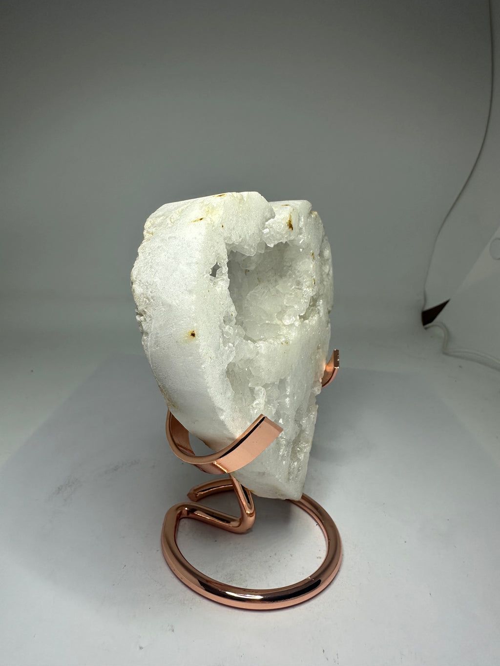 Unpolished Clear Quartz Geode Heart Carving – 315g