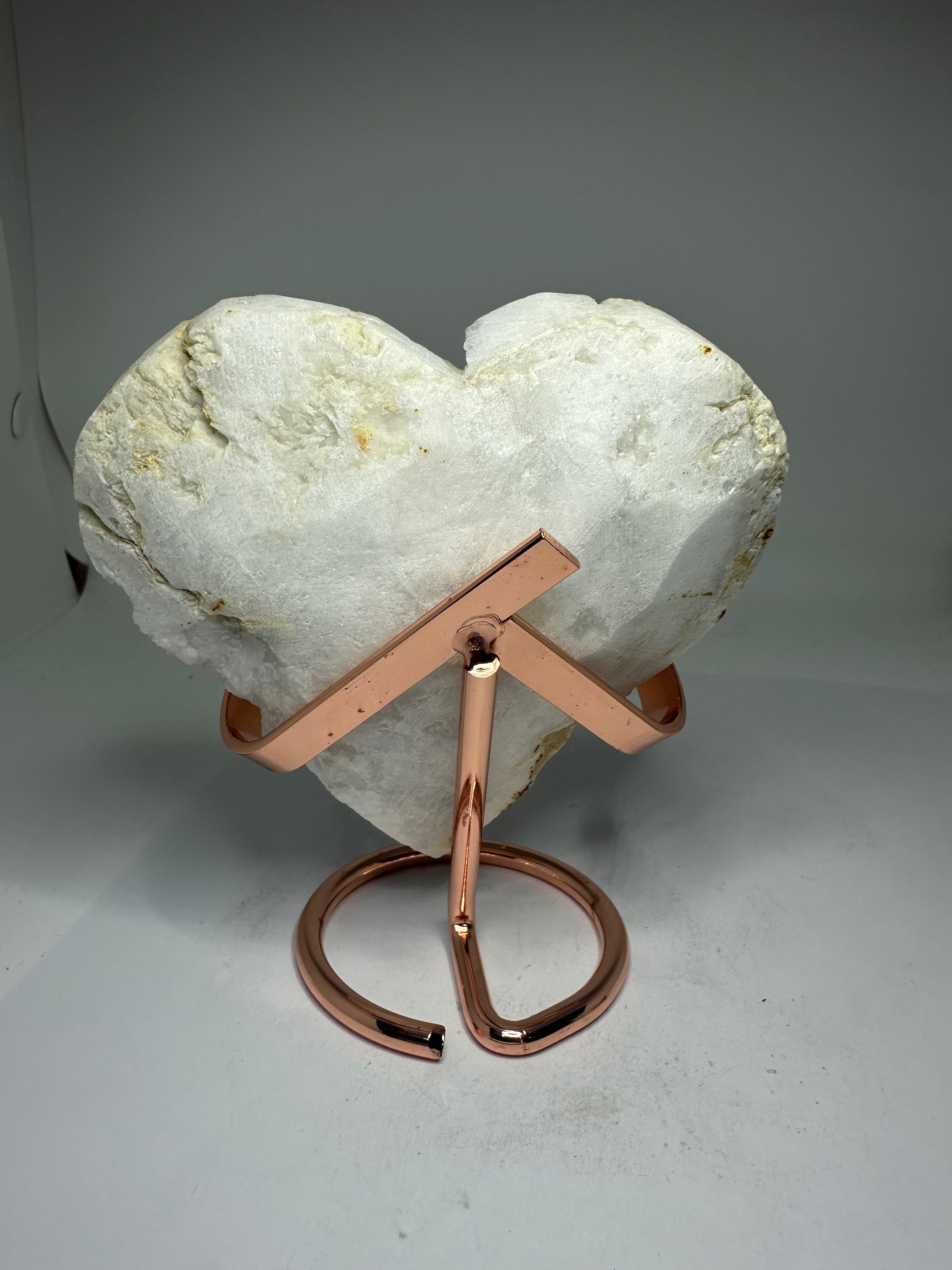 Unpolished Clear Quartz Geode Heart Carving – 315g