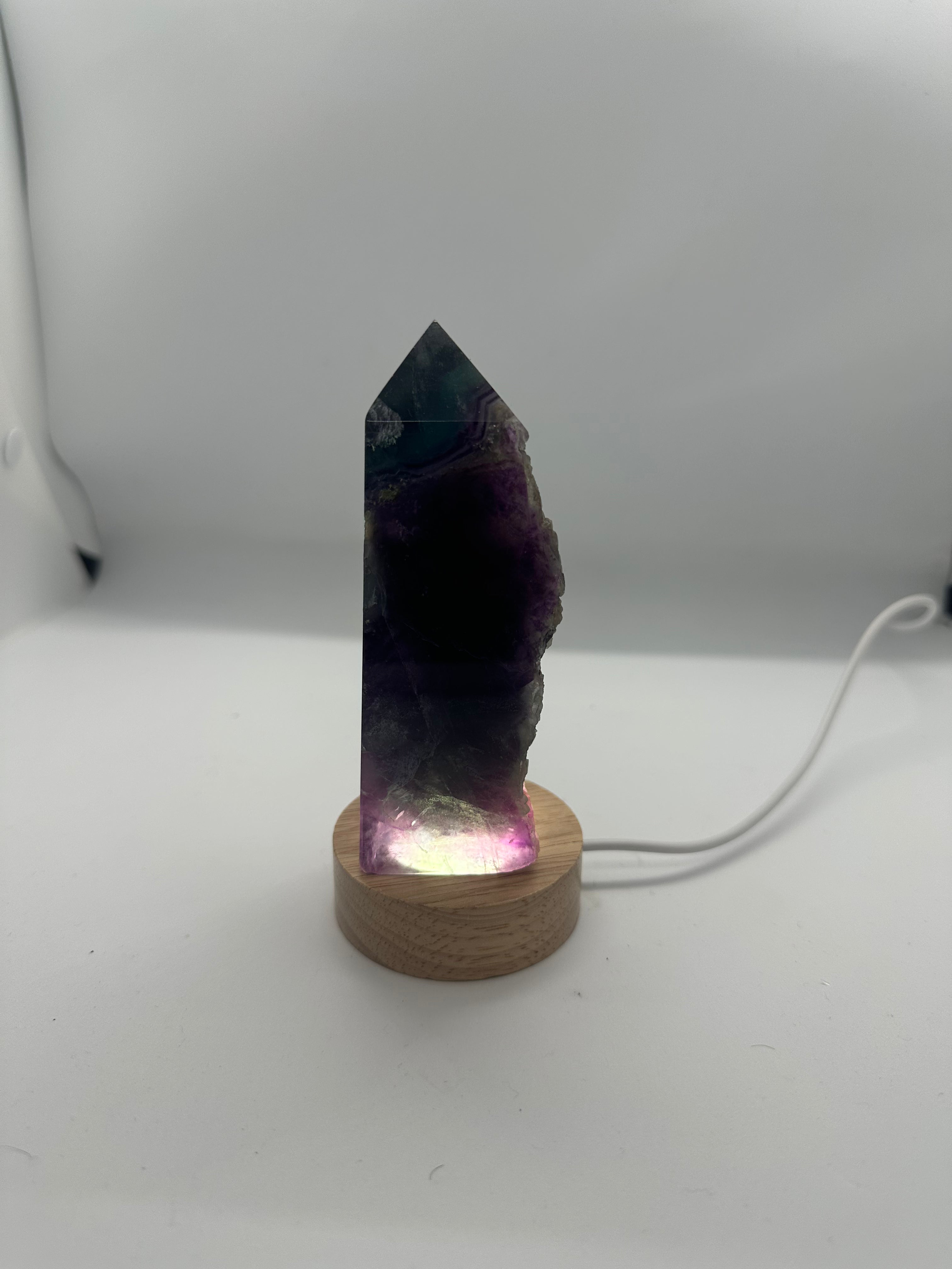 Fluorite Tower with Raw Edge and Druzy – 120mm / 394g