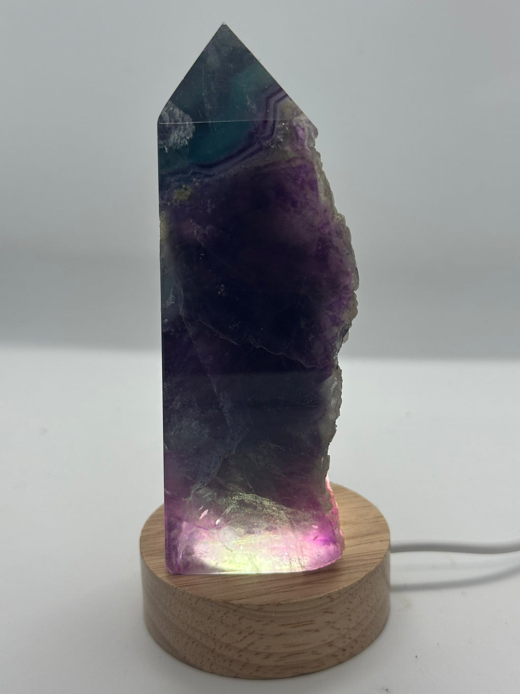Fluorite Tower with Raw Edge and Druzy – 120mm / 394g