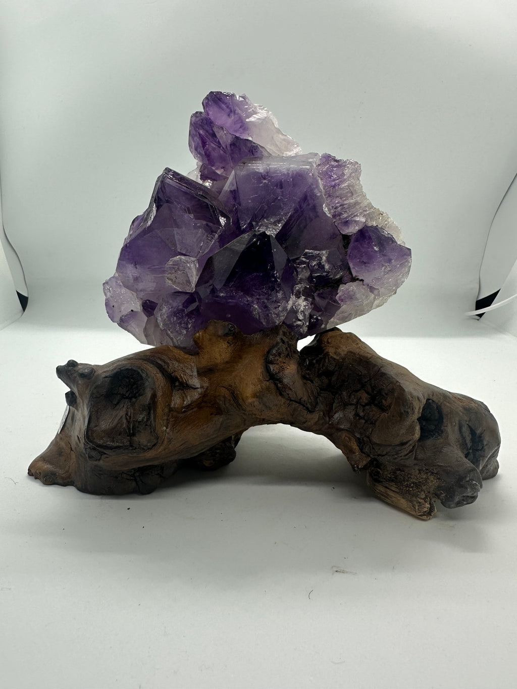 Amethyst Raw Specimen with Custom Wooden Stand – 1.205kg