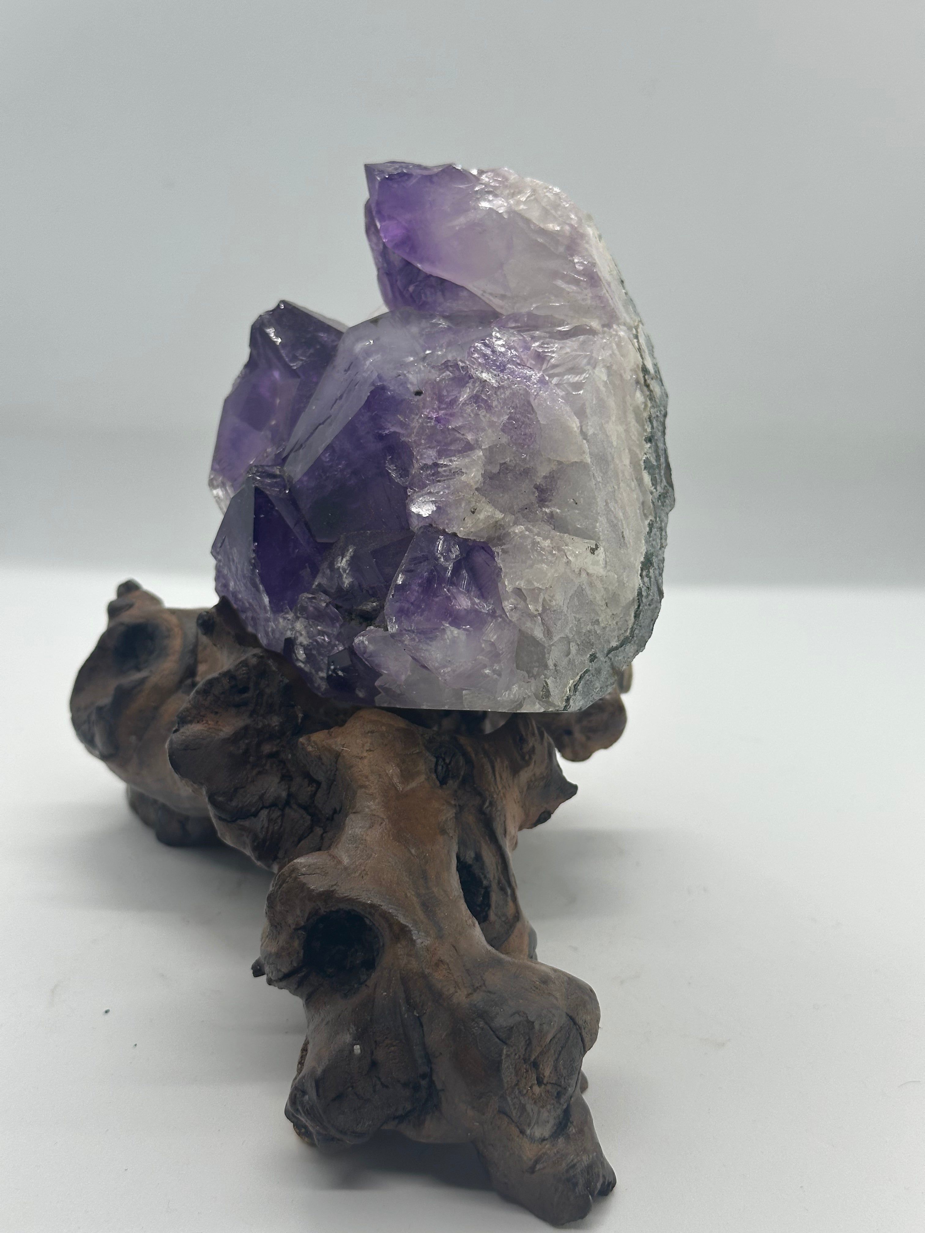 Amethyst Raw Specimen with Custom Wooden Stand – 1.205kg