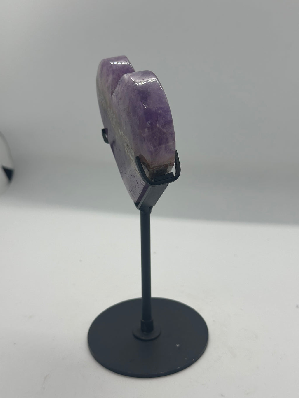 Custom Amethyst Agate Heart Carving with Custom Stand – 345g
