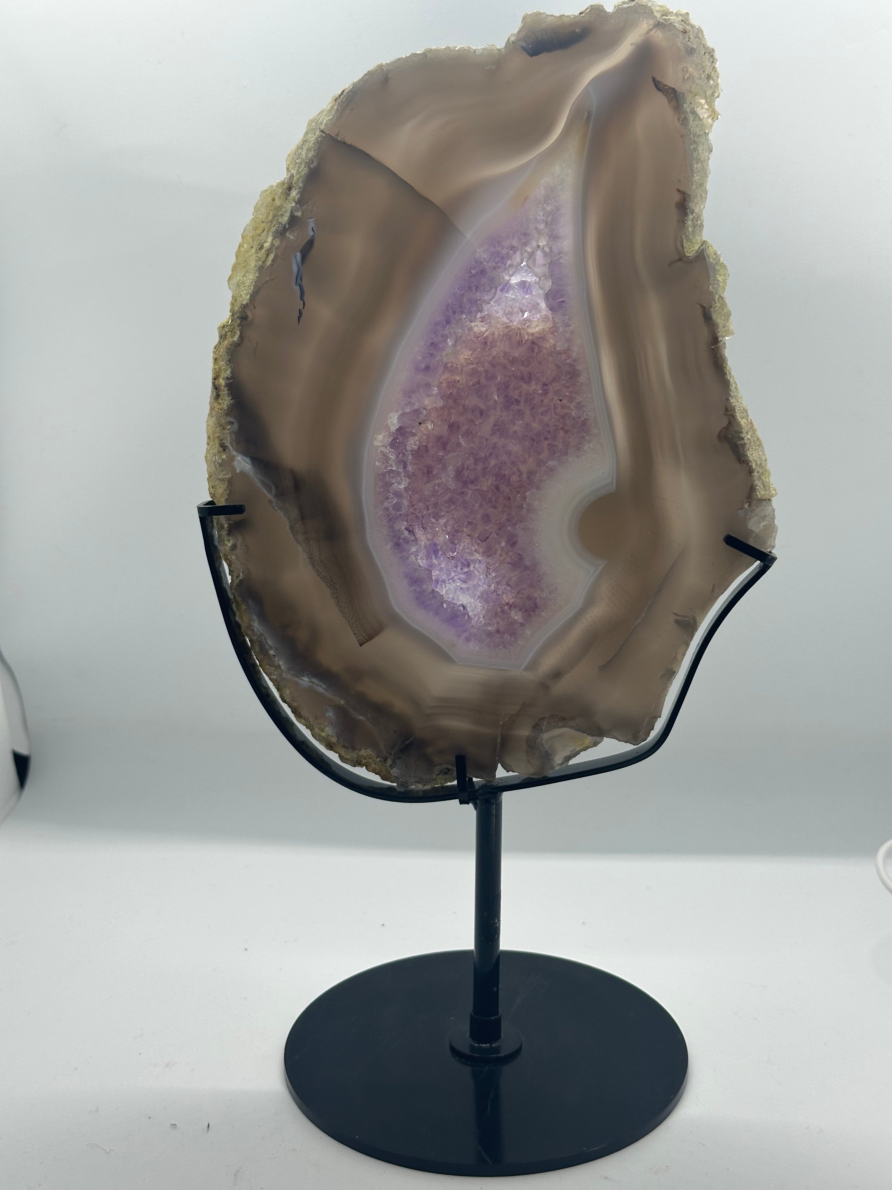 Amethyst Agate Slab with Custom Stand – 1.126kg