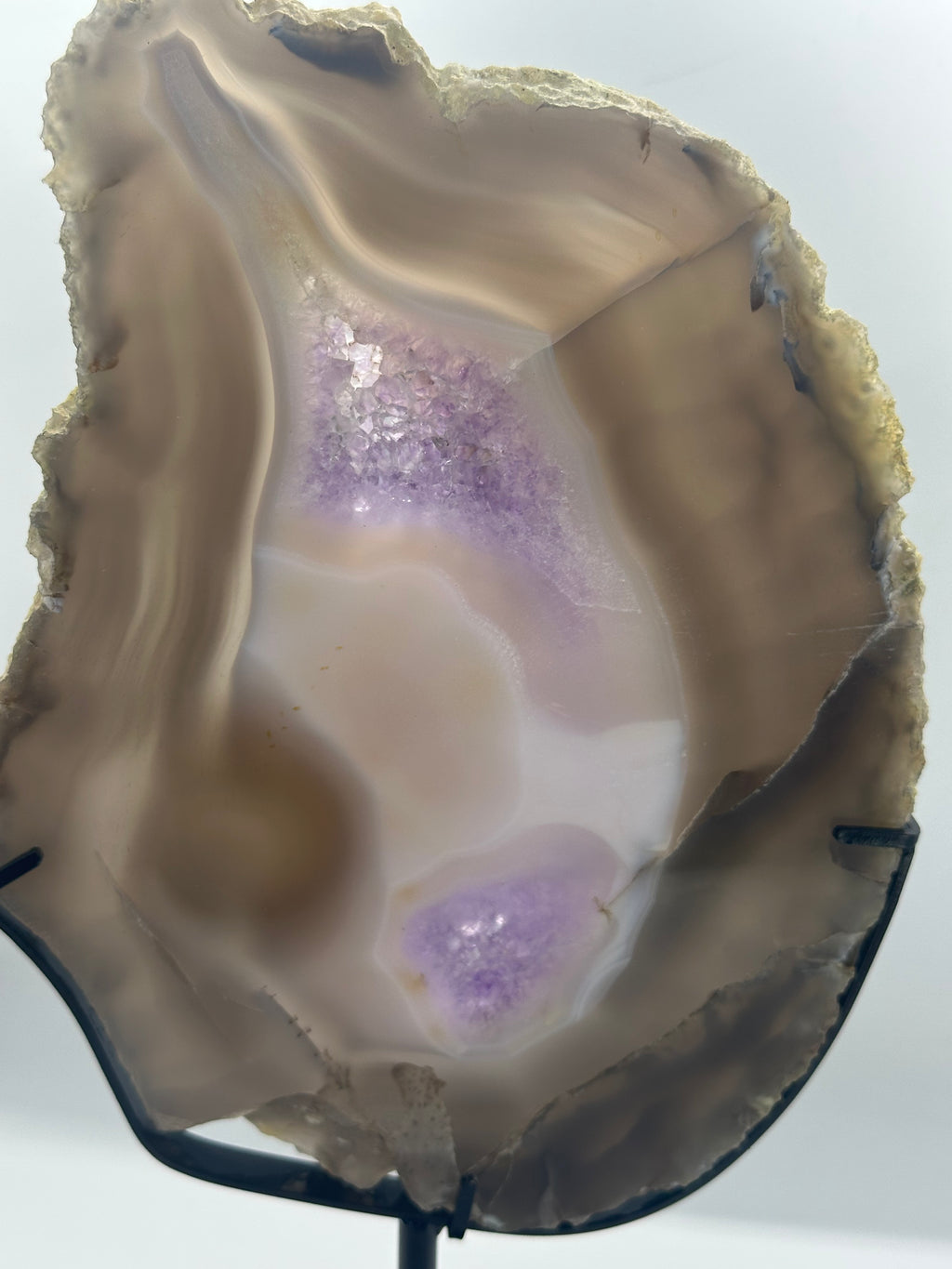 Amethyst Agate Slab with Custom Stand – 1.126kg