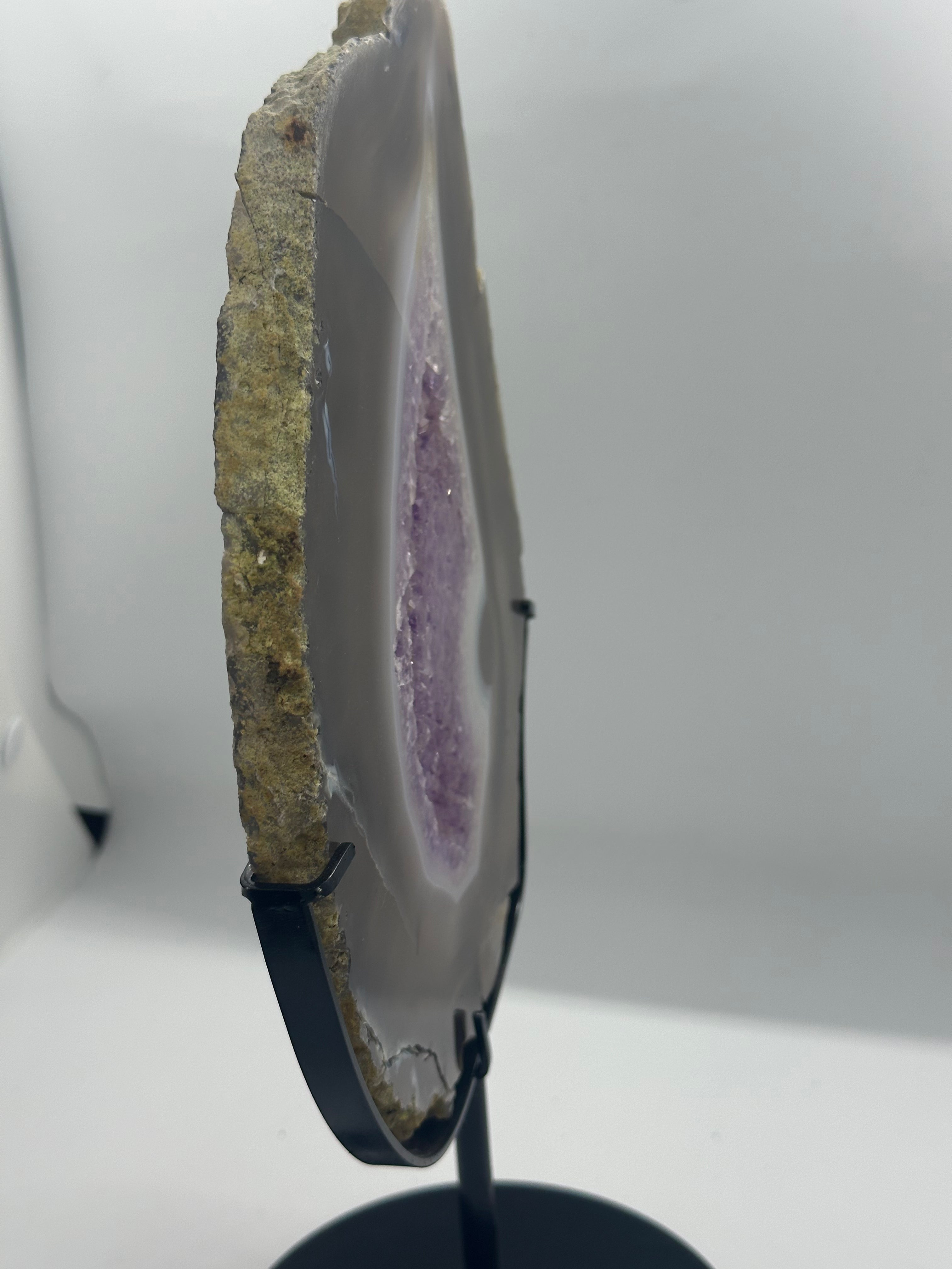 Amethyst Agate Slab with Custom Stand – 1.126kg