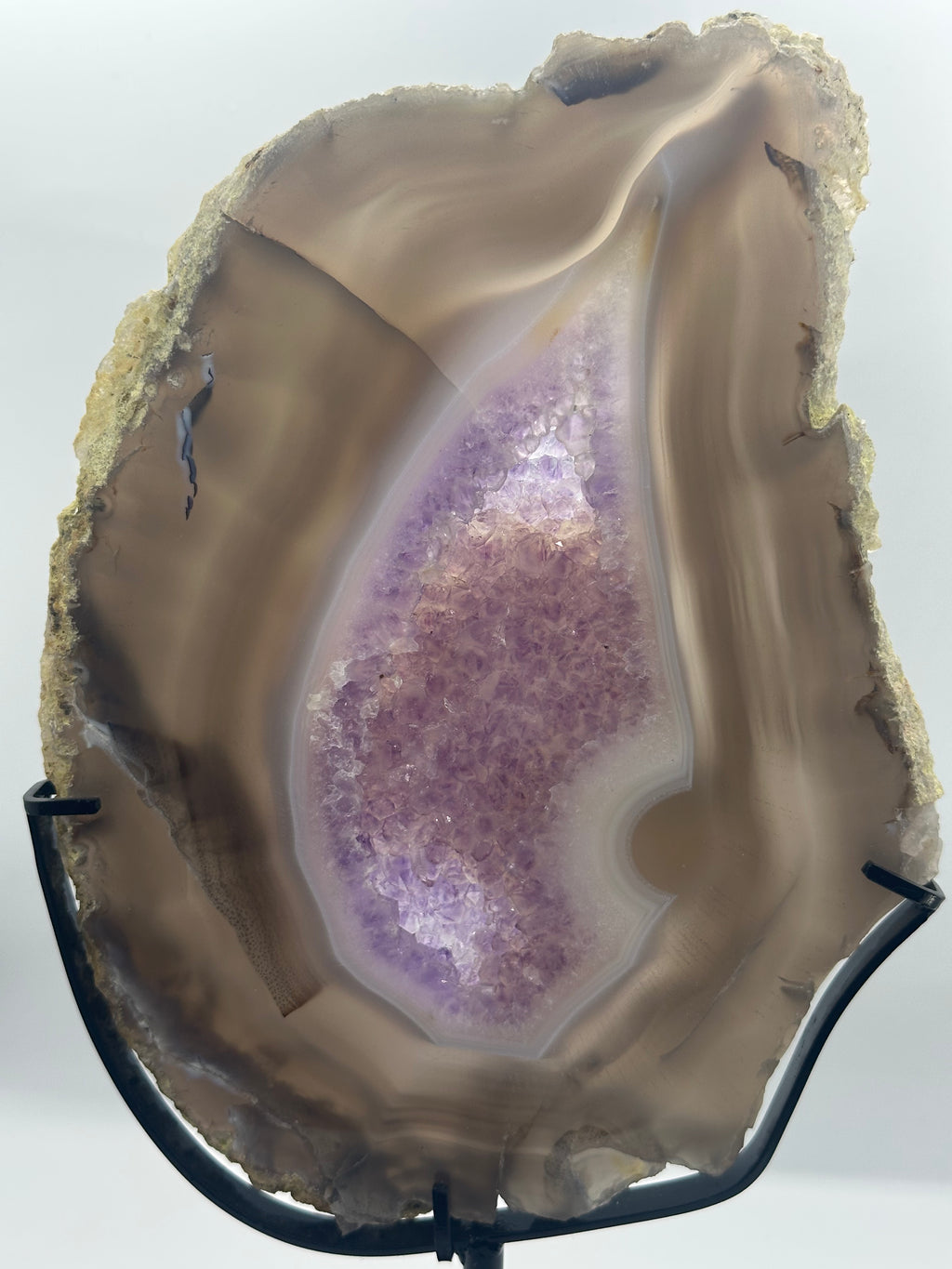 Amethyst Agate Slab with Custom Stand – 1.126kg