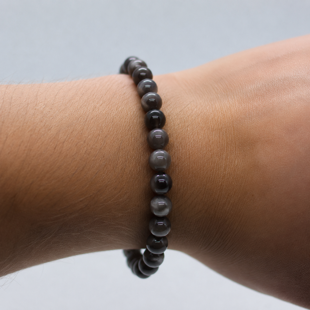 Silver Obsidian Bracelet – 8mm