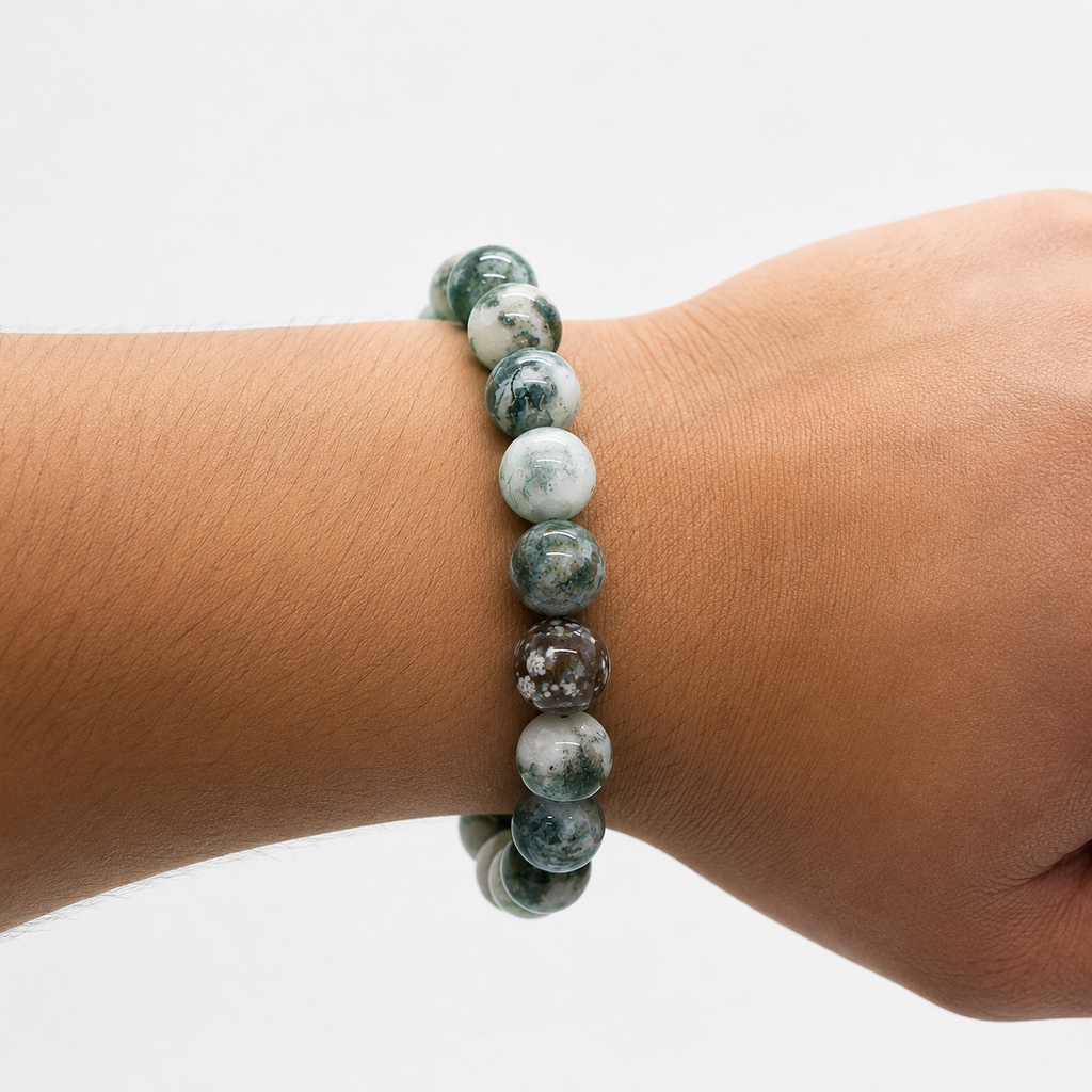 Moss Agate Bracelet – 10mm