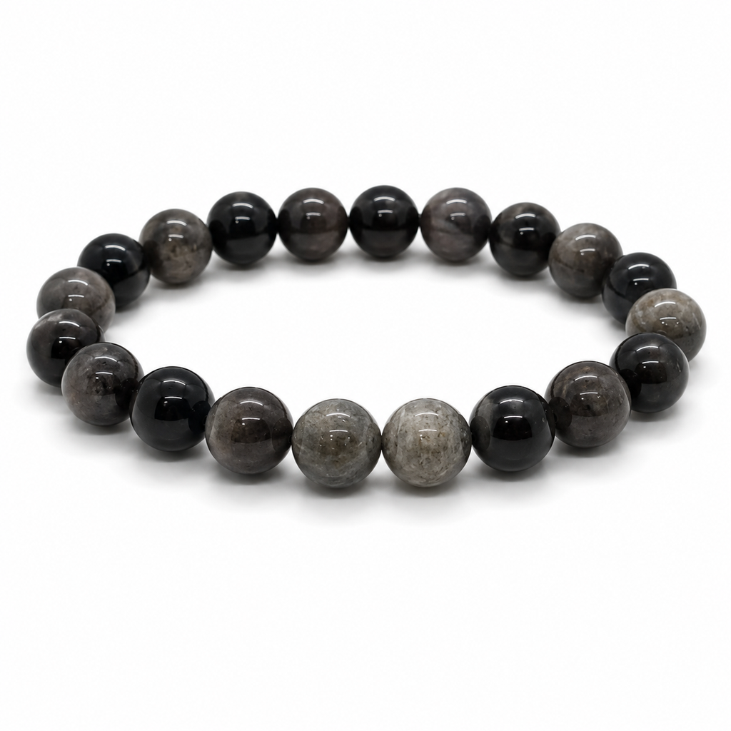 Silver Obsidian Bracelet – 10mm