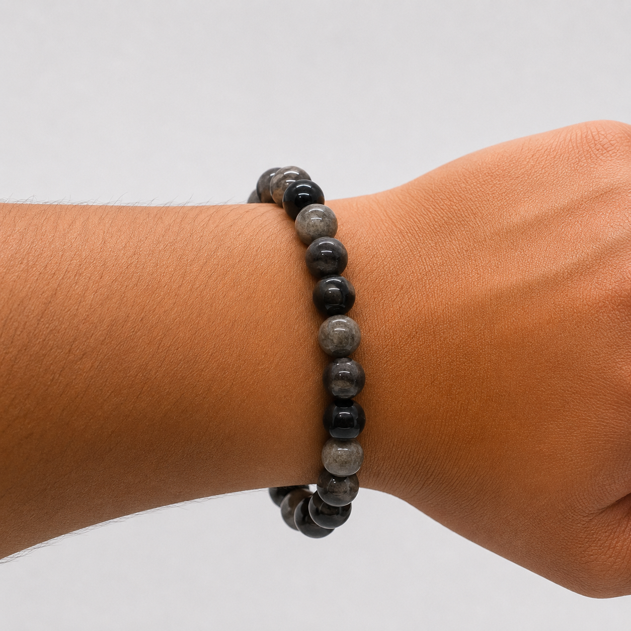 Silver Obsidian Bracelet – 10mm